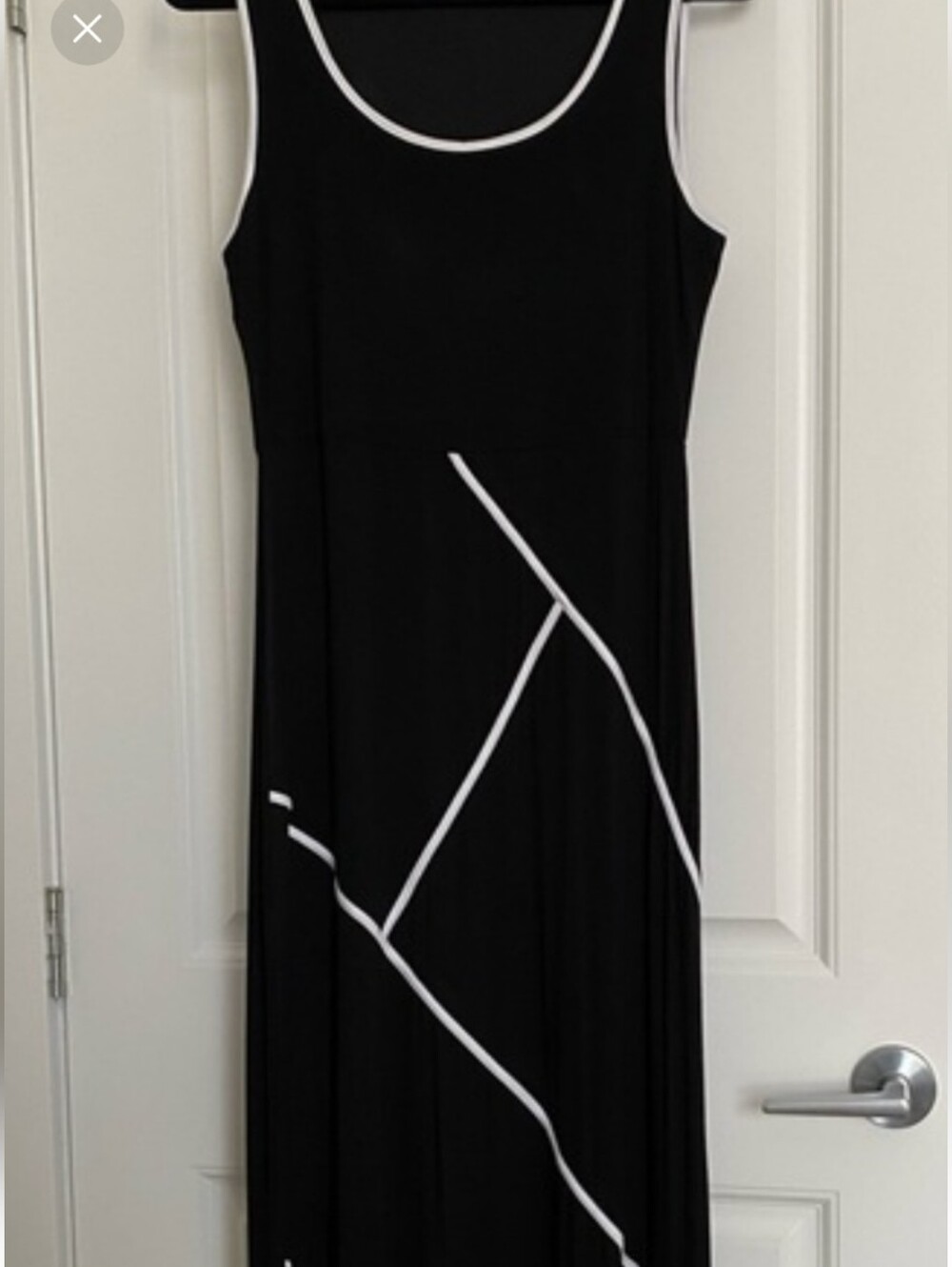 Sleeveless Black Maxi Dress with White Trim